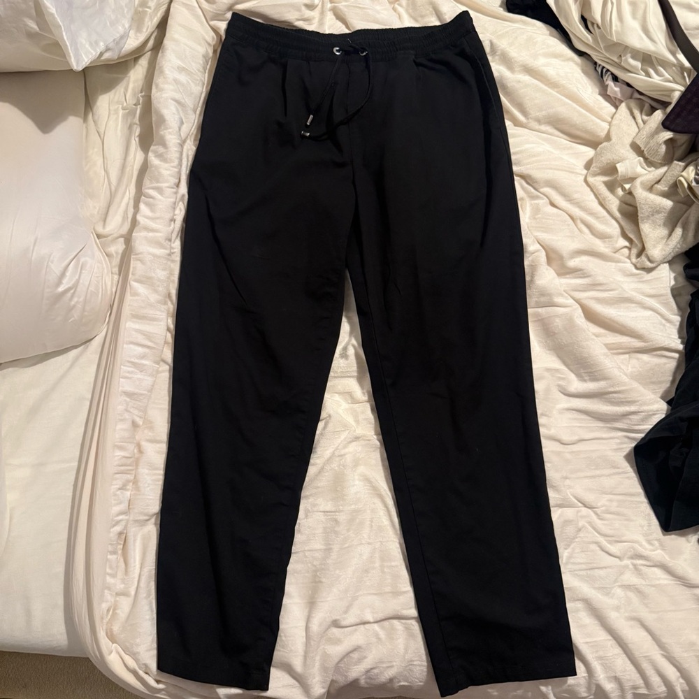 FRAME Drawstring Straight-Leg Trousers – Black (Size M)